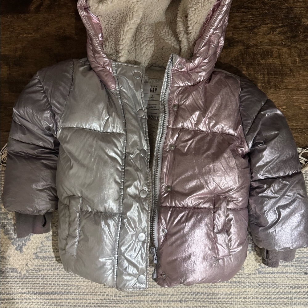 GAP Metallic Silver Puffer Jacket